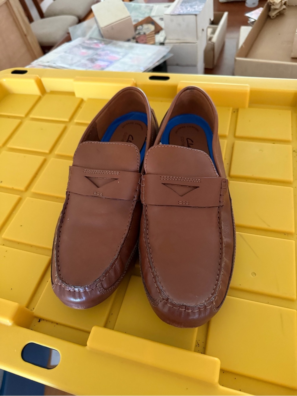 Clarks Men's Brown Leather Penny Loafers